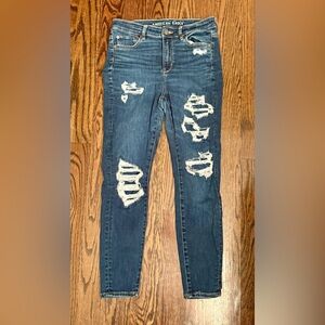 American Eagle~ Next Level Stretch HI RISE DISTRESSED JEGGINGS~Size 10 short~154